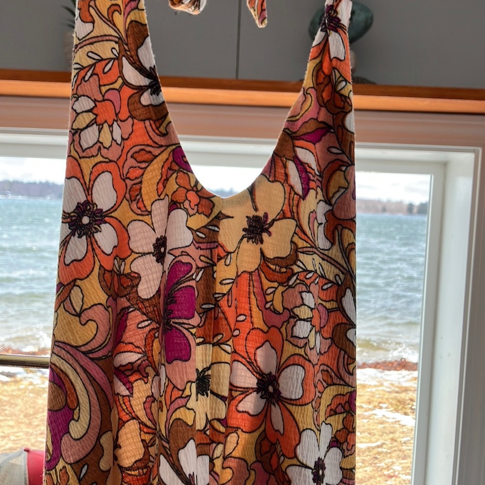 Retro SO Floral 70’s Style Halter Hippie Summer Juniors L